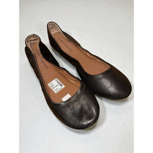 Lucky Brand Flats Women’s Size 8M Emmie Black Leather Ballet Square Toe NWOB